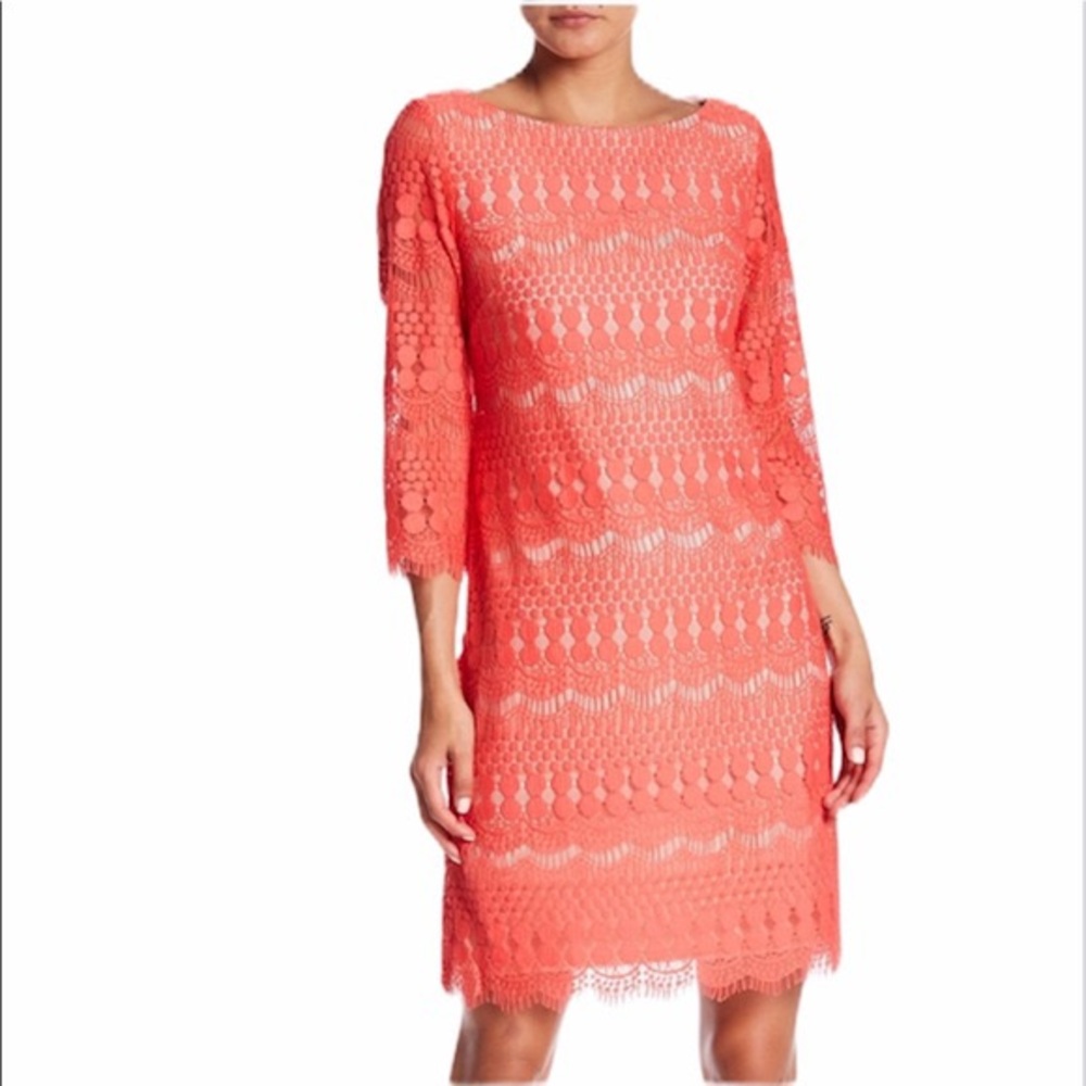 Eliza J coral crochet dress size 6
